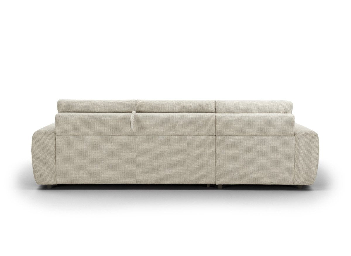 Canapé d'angle convertible ouverture express en tissu beige AGATHE - Angle gauche - DécoInParis