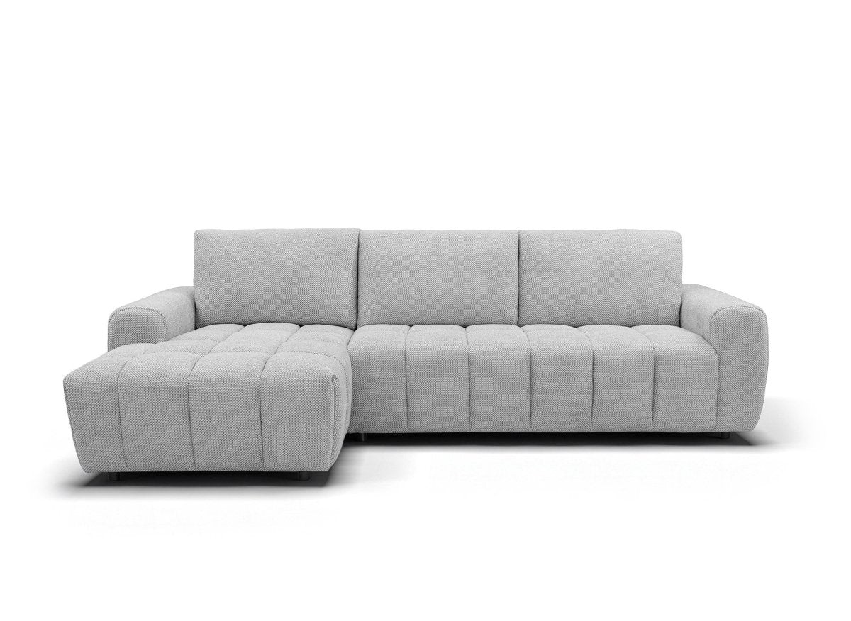 Canapé d'angle convertible ouverture express en tissu gris AGATHE - Angle gauche - DécoInParis