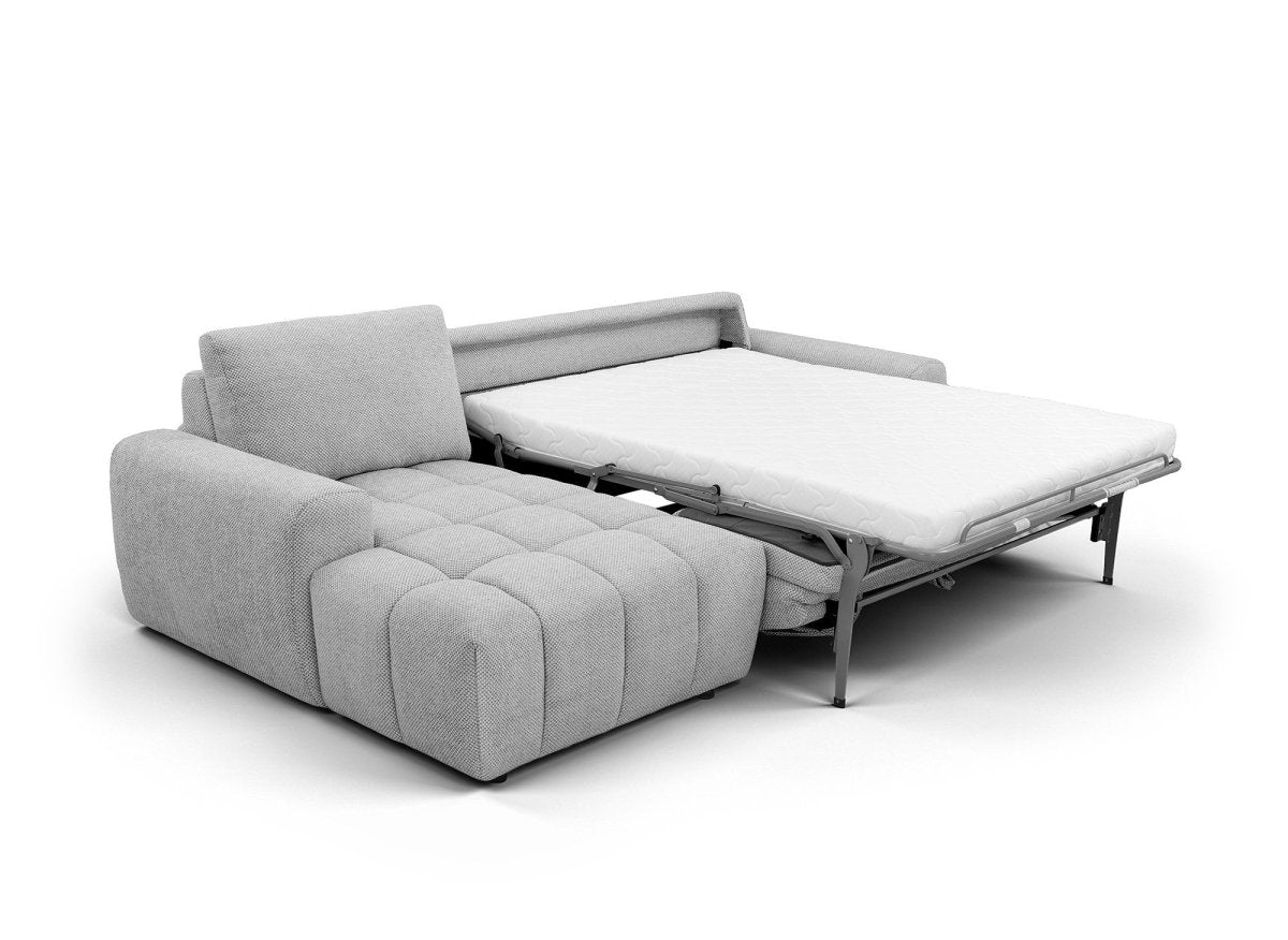 Canapé d'angle convertible ouverture express en tissu gris AGATHE - Angle gauche - DécoInParis