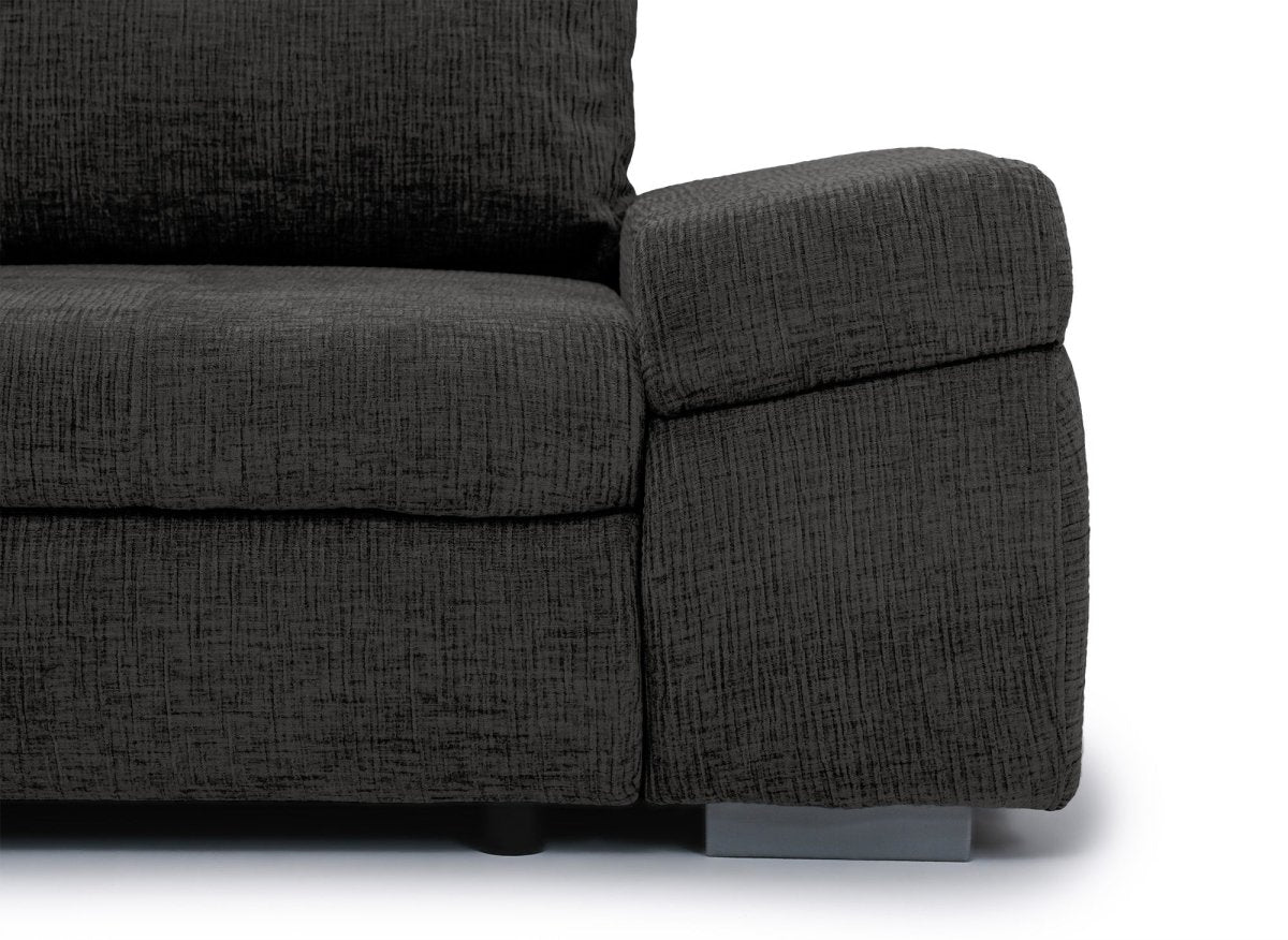 Canapé d'angle convertible réversible avec coffre en velours chiné gris SOLEA - DécoInParis