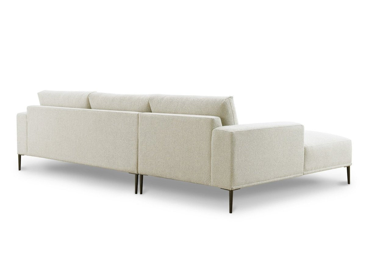 Canapé d'angle fixe avec méridienne en tissu beige ARNOLD - Angle Gauche - DécoInParis