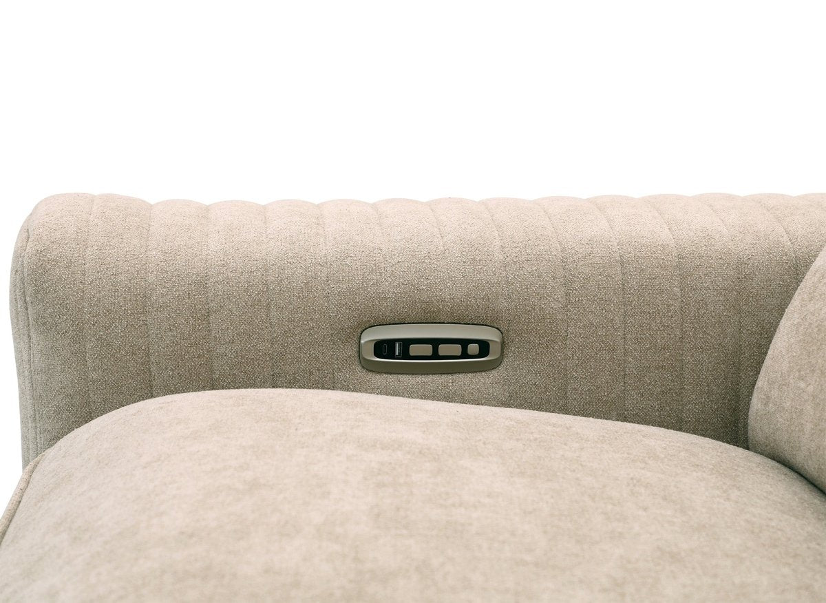 Canapé d'angle relax électrique en tissu beige ORELIA - Angle droit - DécoInParis