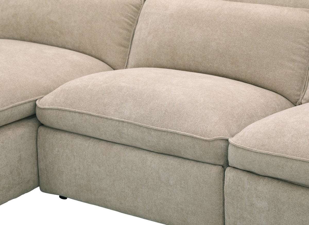Canapé d'angle relax électrique en tissu beige ORELIA - Angle gauche - DécoInParis