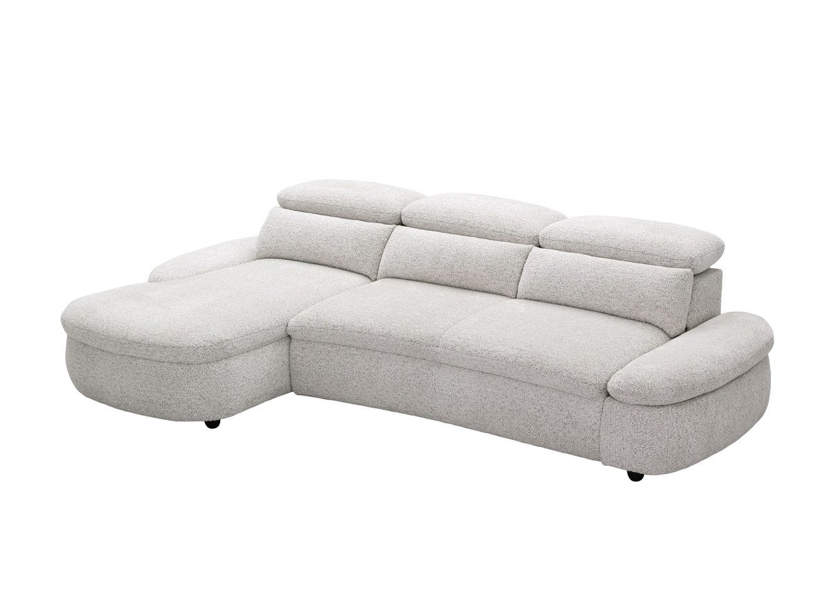 Divano angolare relax elettrico in tessuto spugna beige CLEMENT - Angolo sinistro - DécoInParis