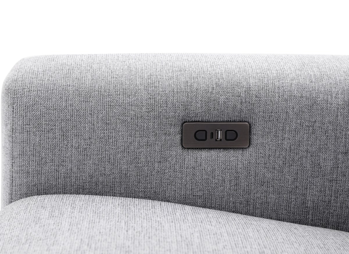 Canapé d'angle relax électrique en tissu gris clair RAFAELA - Angle gauche - DécoInParis