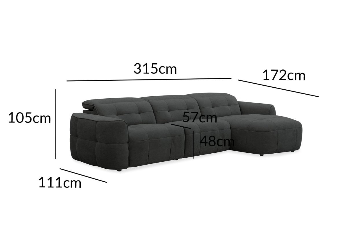 Canapé d'angle relax électrique en tissu gris FERDINAND - Angle droit - DécoInParis