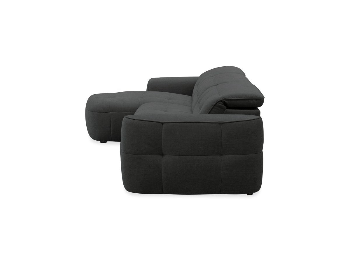 Canapé d'angle relax électrique en tissu gris FERDINAND - Angle gauche - DécoInParis