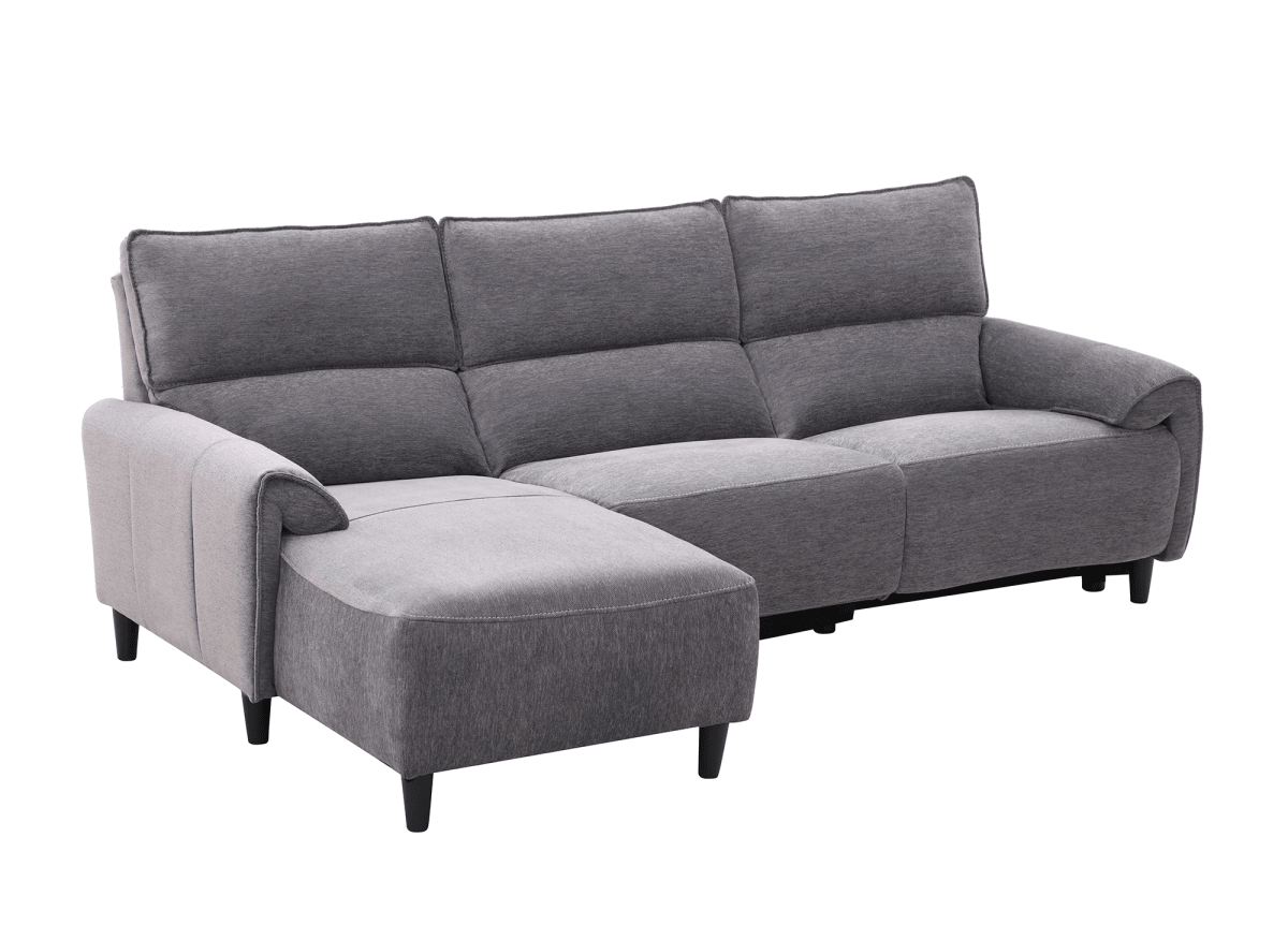 Canapé d’angle relax électrique en tissu gris foncé LUDMILA - Angle gauche - DécoInParis
