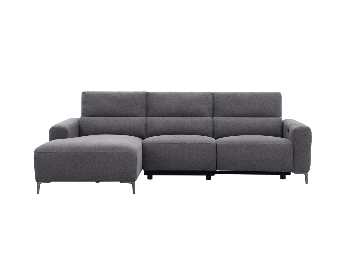 Canapé d'angle relax électrique en tissu gris foncé RAFAELA - Angle gauche - DécoInParis