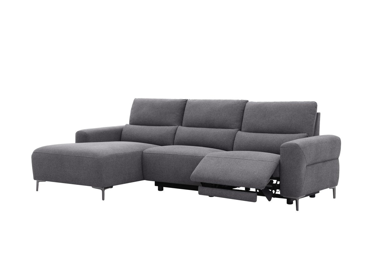 Canapé d'angle relax électrique en tissu gris foncé RAFAELA - Angle gauche - DécoInParis