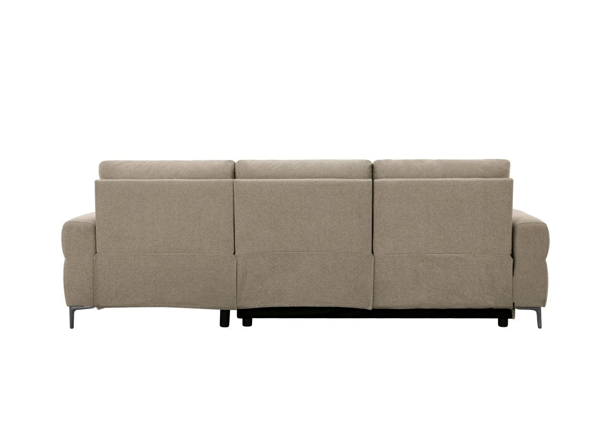 Canapé d'angle relax électrique en tissu taupe RAFAELA - Angle droit - DécoInParis