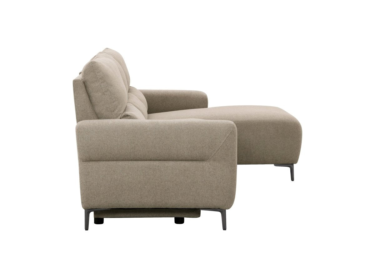 Canapé d'angle relax électrique en tissu taupe RAFAELA - Angle droit - DécoInParis