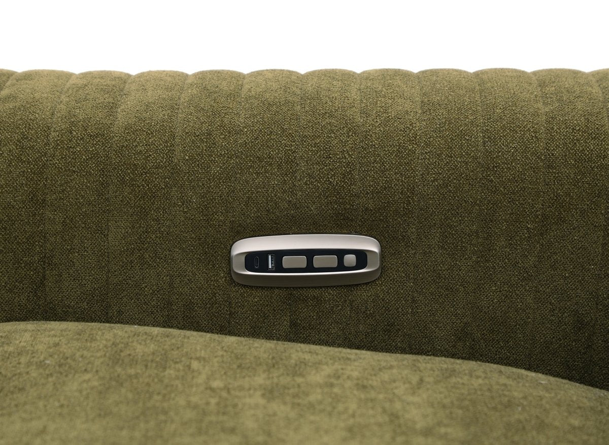 Canapé d'angle relax électrique en tissu vert olive ORELIA - Angle droit - DécoInParis