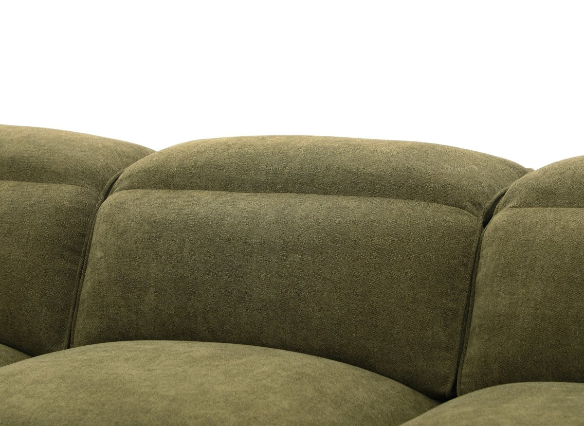 Canapé d'angle relax électrique en tissu vert olive ORELIA - Angle gauche - DécoInParis