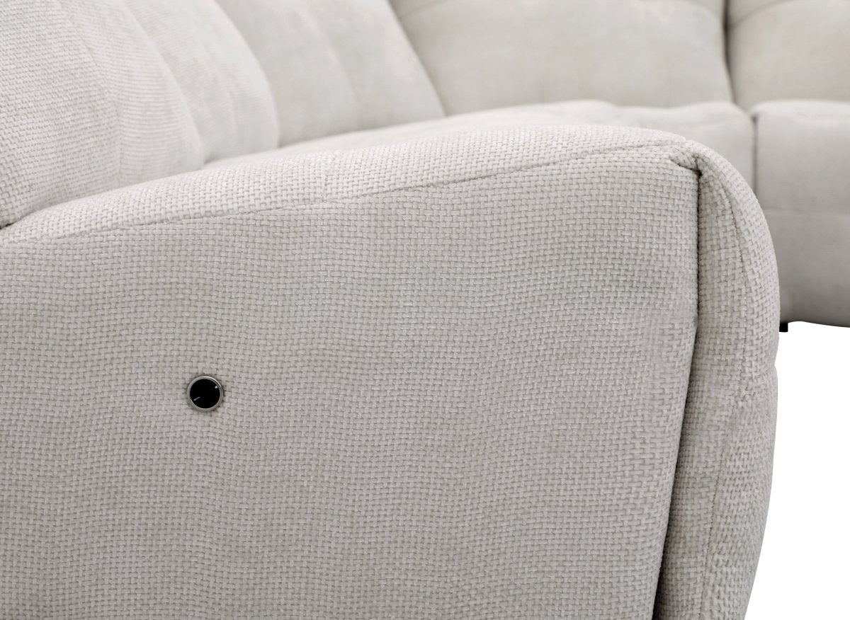 Canapé d'angle relax électrique en velours chiné beige PALMIRE - DécoInParis
