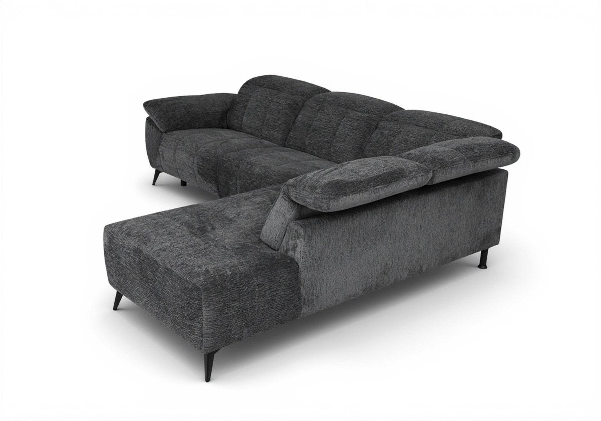 Canapé d'angle relax électrique en velours chiné gris SOLINA - Angle droit - DécoInParis