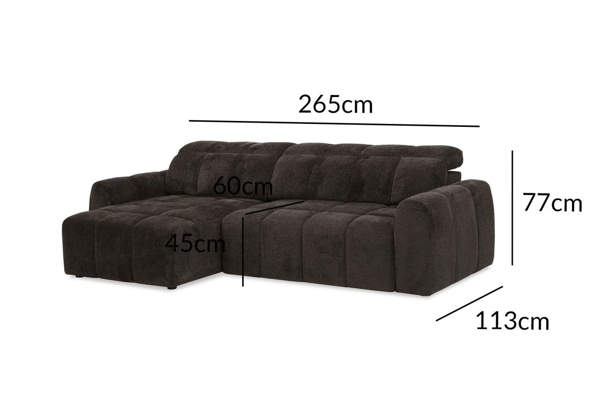 Canapé d'angle relax électrique en velours chiné marron DANIA - Angle gauche - DécoInParis