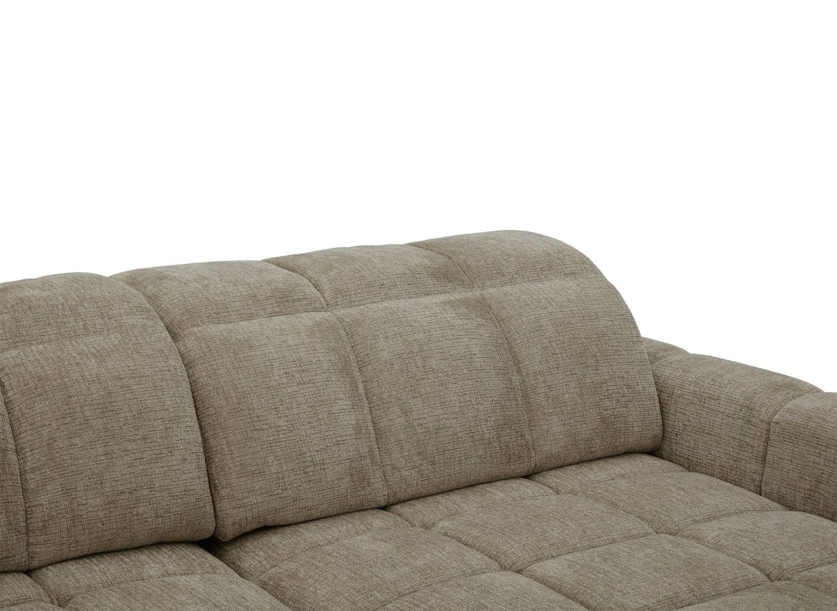 Canapé d'angle relax électrique en velours chiné taupe DANIA - Angle droit - DécoInParis
