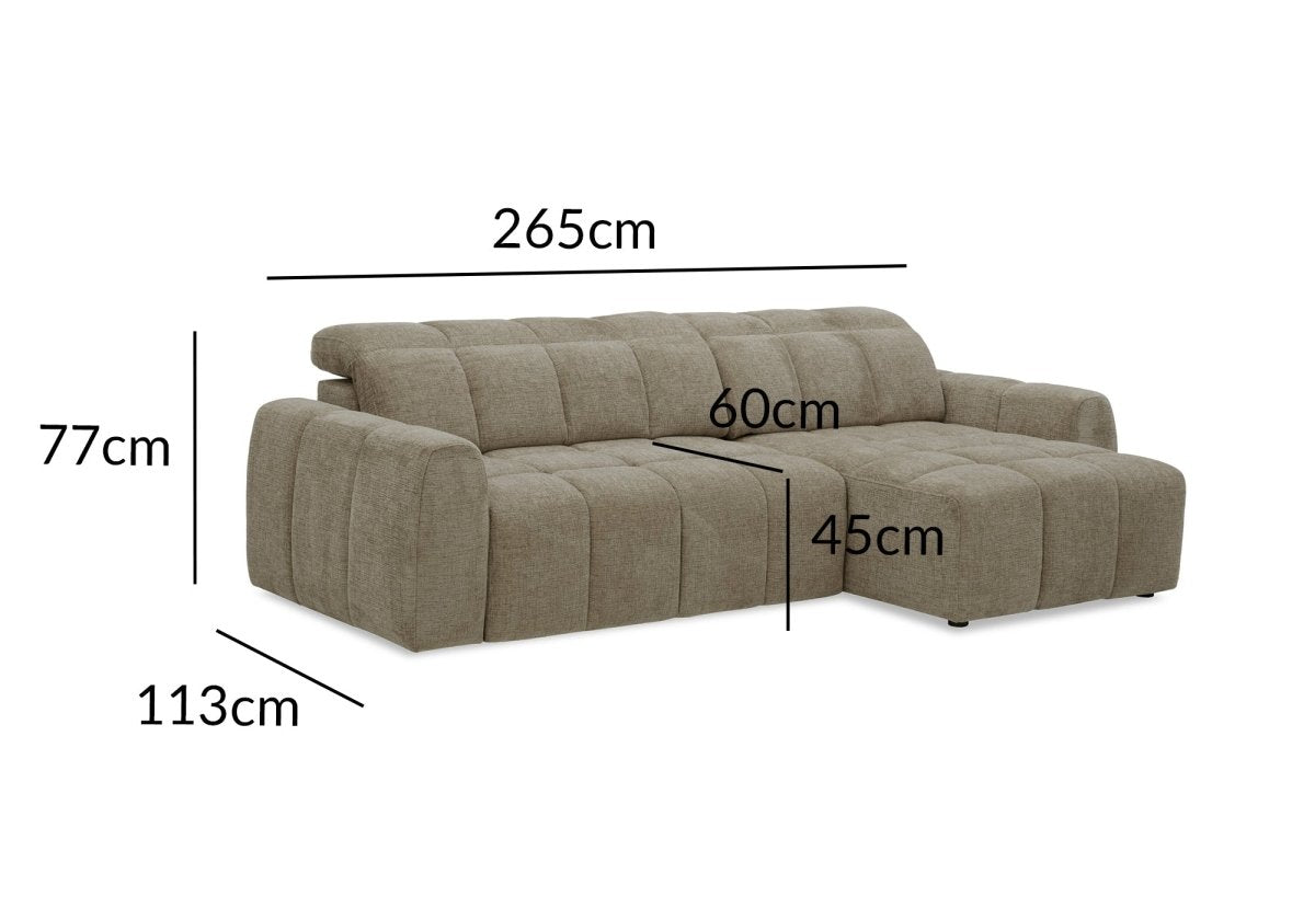 Canapé d'angle relax électrique en velours chiné taupe DANIA - Angle droit - DécoInParis
