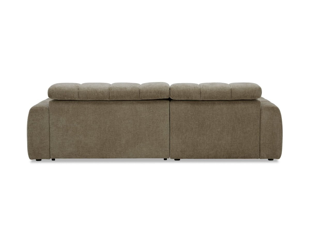 Canapé d'angle relax électrique en velours chiné taupe DANIA - Angle gauche - DécoInParis