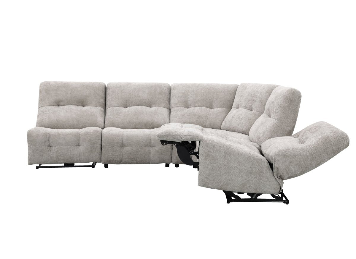 Canapé d'angle relax électrique en velours chiné taupe PALMIRE - DécoInParis