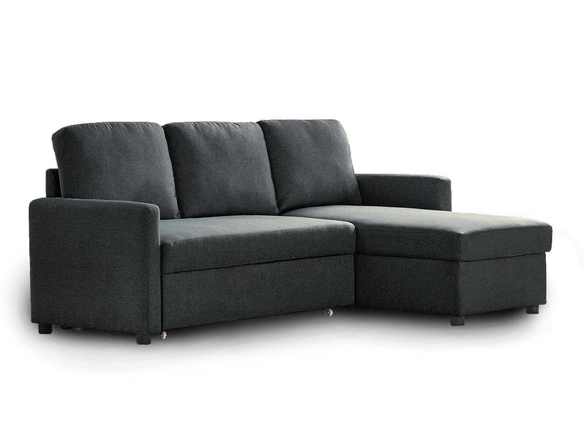 Canapé d'angle réversible convertible coffre de rangement en tissu gris anthracite ADAM - DécoInParis