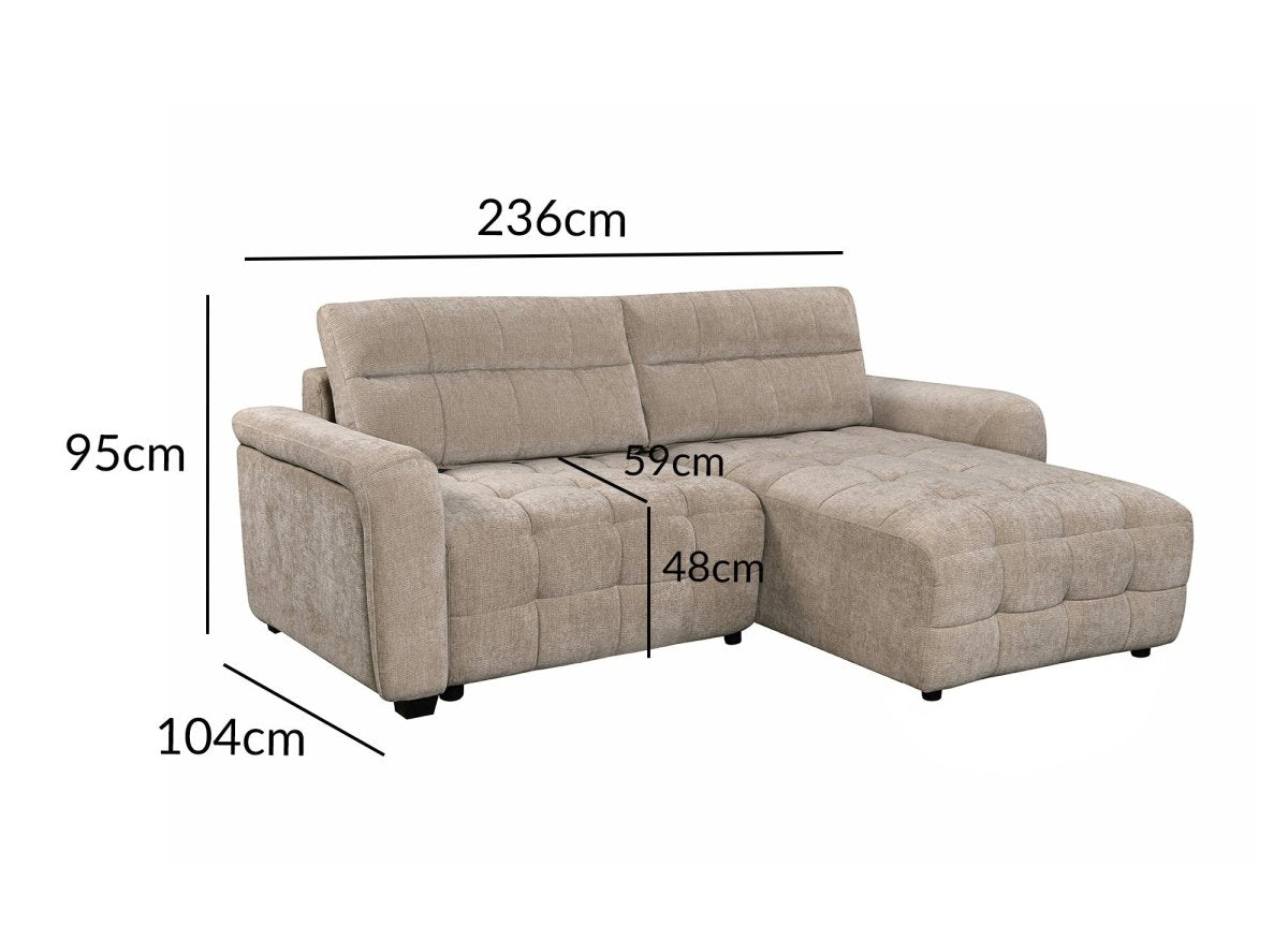 Canapé d'angle réversible et convertible avec coffres en velours tissé taupe LAUREANE - DécoInParis