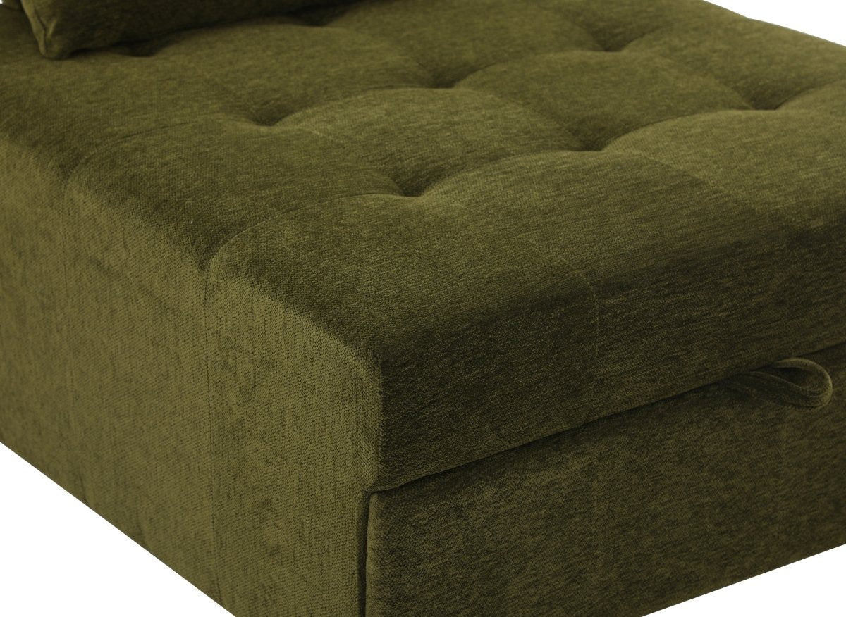 Canapé droit 1 place convertible en tissu texturé doux vert olive NATHEO - DécoInParis