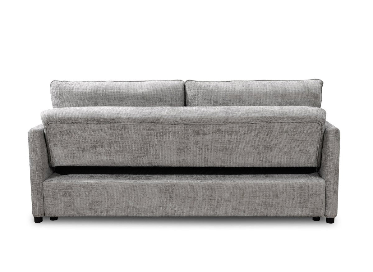 Canapé droit convertible 3 places en velours chiné gris LAMAR - DécoInParis