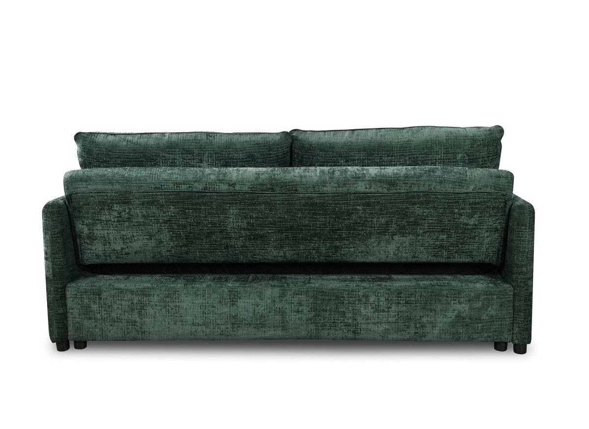 Canapé droit convertible 3 places en velours chiné vert LAMAR - DécoInParis