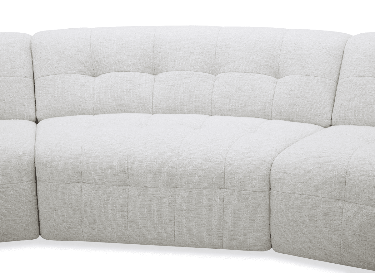 Canapé droit fixe 5 places en velours texturé beige ARELIA - DécoInParis