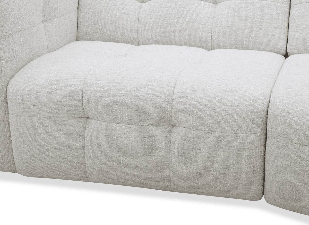 Canapé droit fixe 5 places en velours texturé beige ARELIA - DécoInParis