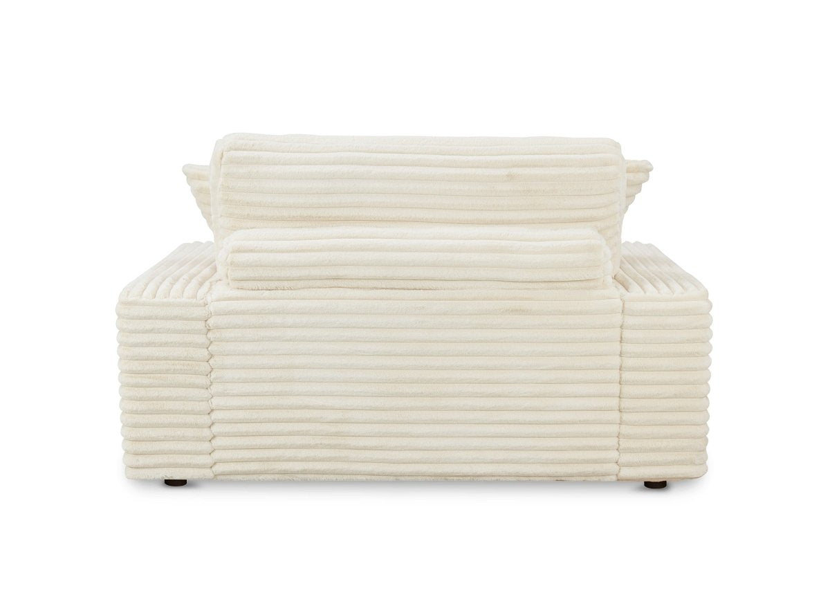 Canapé droit méridienne 1 place en gros côtelé doux beige DAHO - DécoInParis