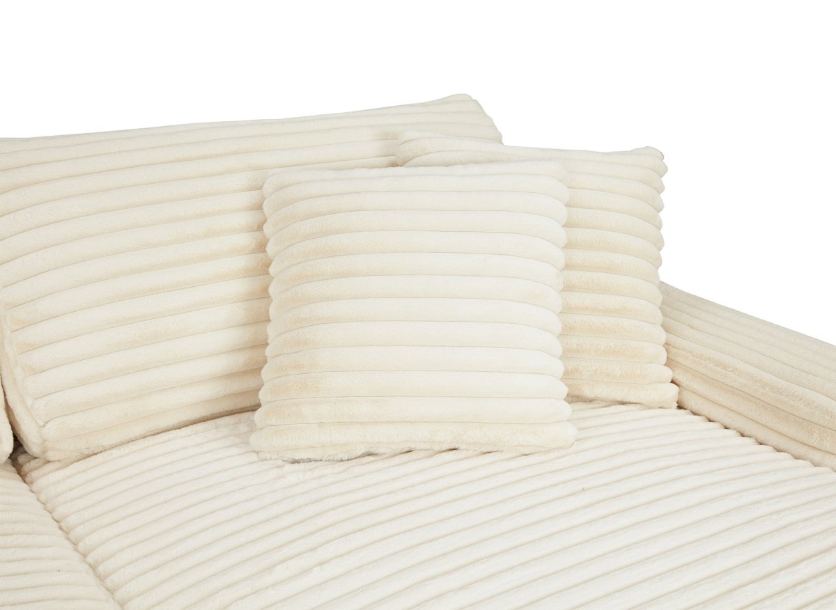 Canapé droit méridienne 2 places en gros côtelé doux beige DAHO - DécoInParis