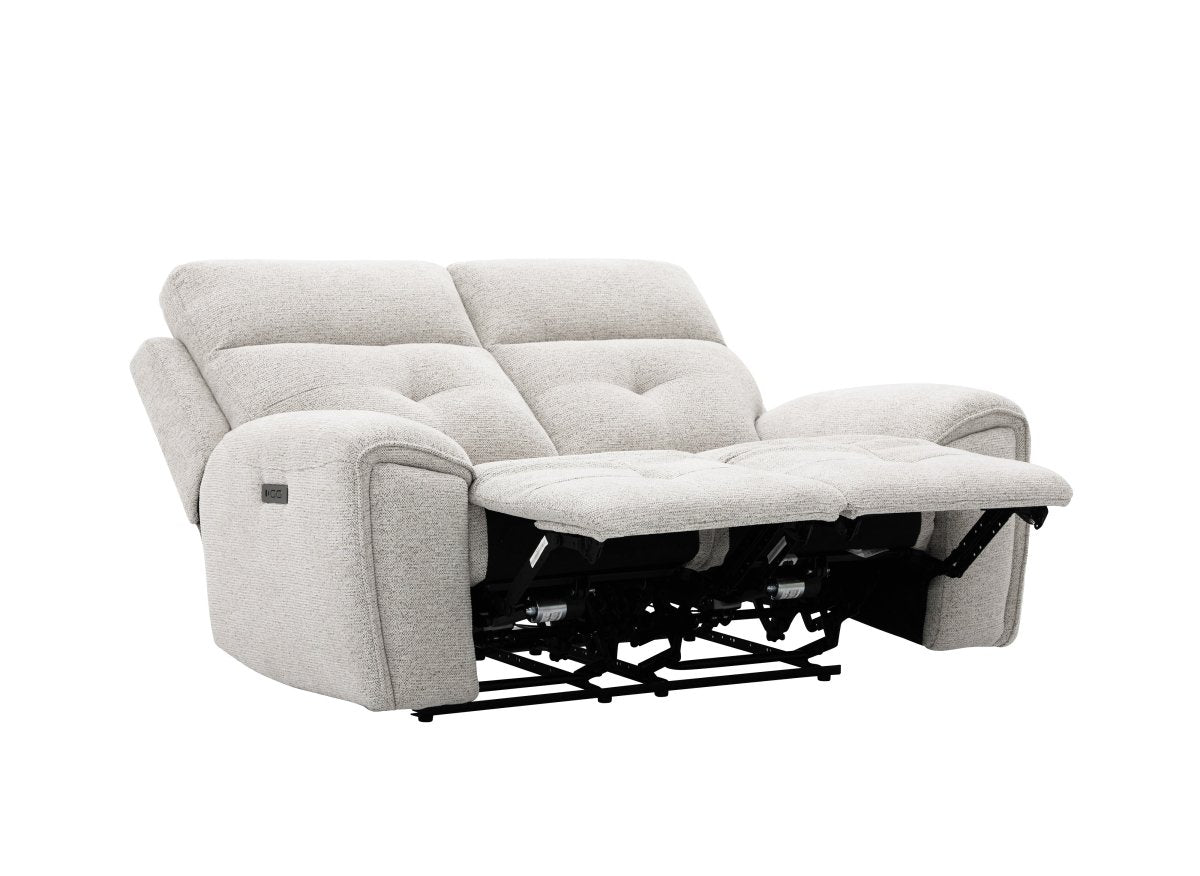 Canapé droit relax électrique 2 places en velours texturé beige PATRICIA - DécoInParis