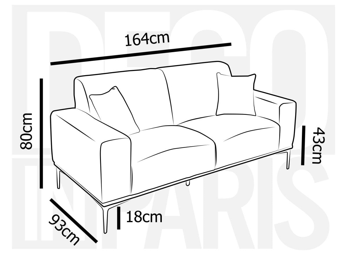 Canapé fixe 2 places en tissu gris clair ARNOLD - DécoInParis
