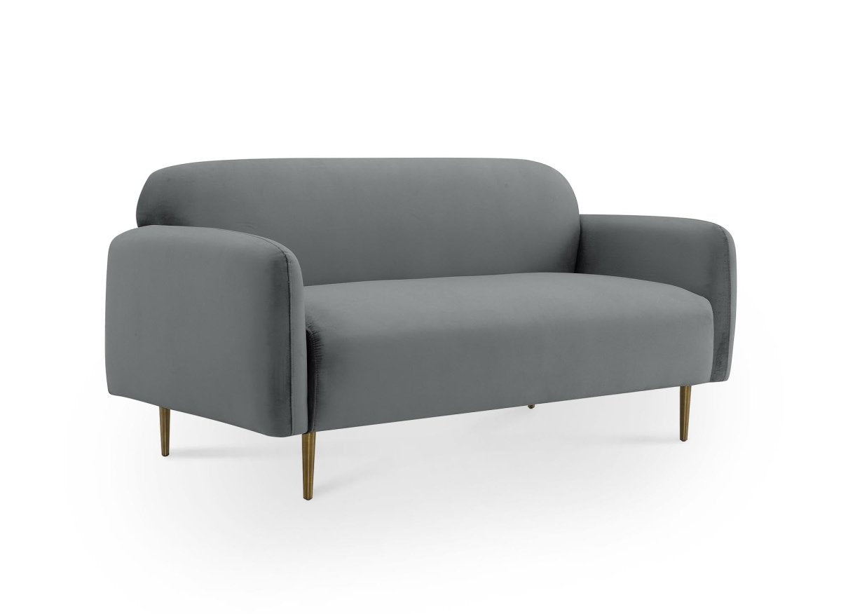 Canapé fixe 2 places en velours gris MARILYNE - DécoInParis