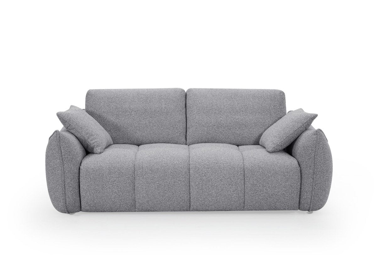 Canapé fixe 3 places en tissu bouclette gris EZRA - DécoInParis