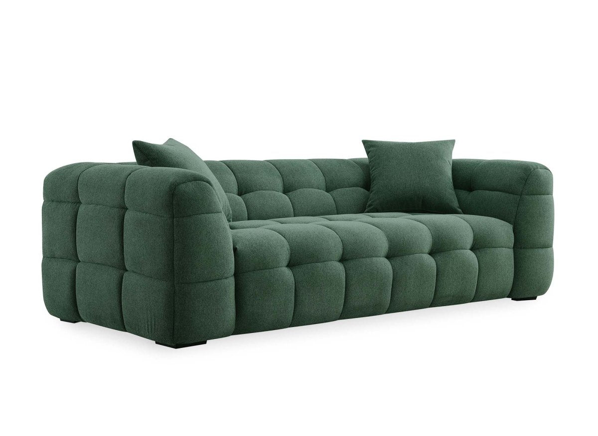 Canapé fixe 3 places en tissu vert BELLA - DécoInParis