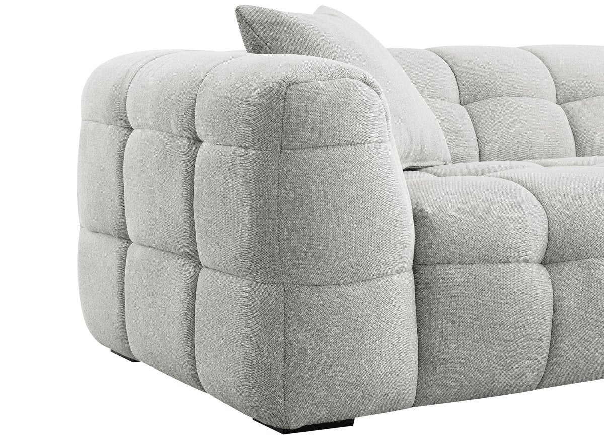 Canapé fixe 4 places en tissu gris BELLA - DécoInParis