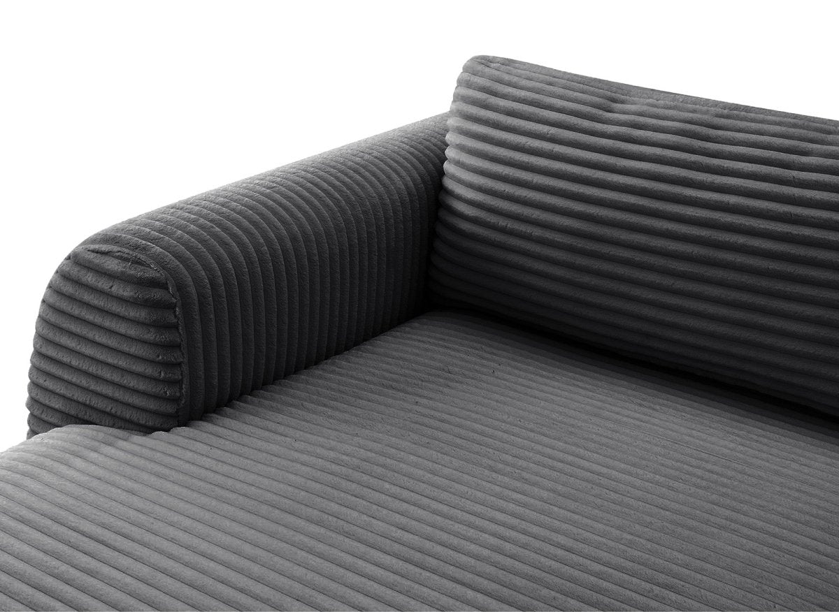 Canapé panoramique convertible avec coffre en velours gros côtelé gris TILDA - Angle droit - DécoInParis