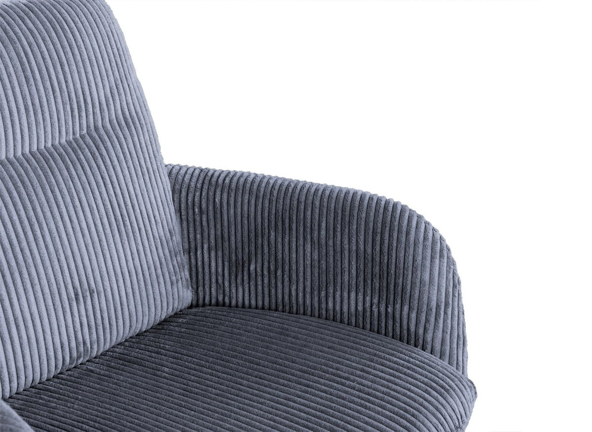 Chaise design avec accoudoirs en velours côtelé gris LOLA - DécoInParis