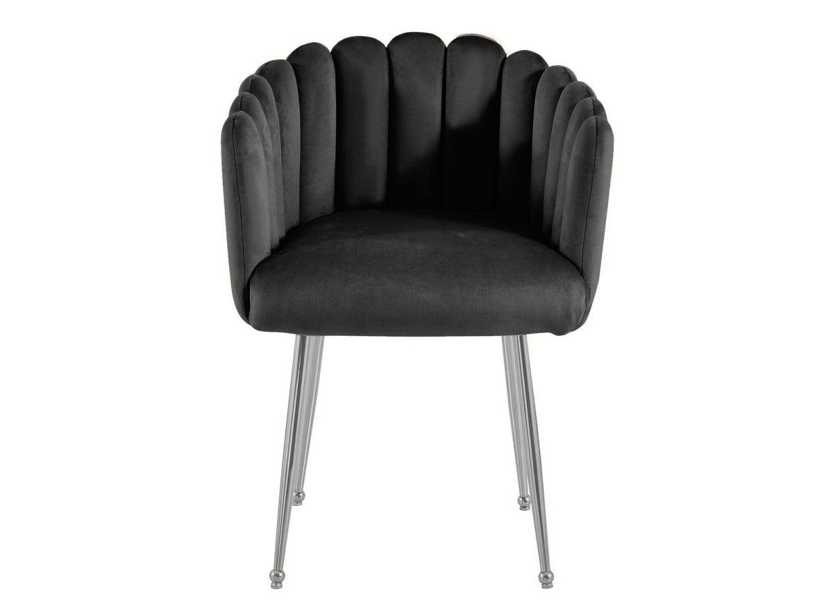 Chaise en velours noir pieds en métal argenté HAYDEN - DécoInParis