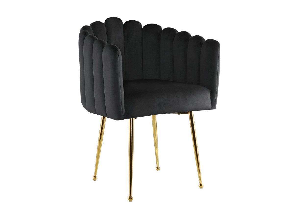 Chaise en velours noir pieds en métal doré HAYDEN - DécoInParis