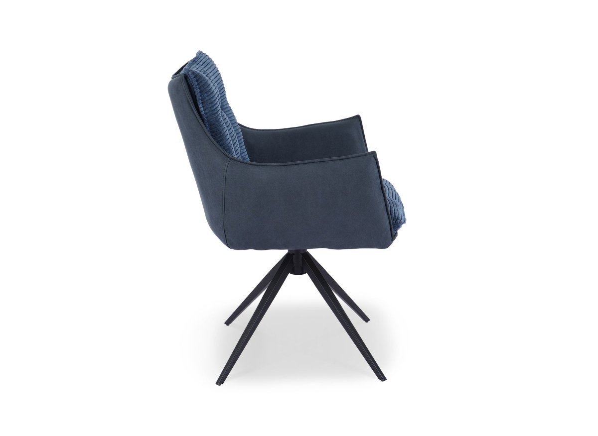 Chaise pivotante avec accoudoirs en velours bleu NOALIE - DécoInParis