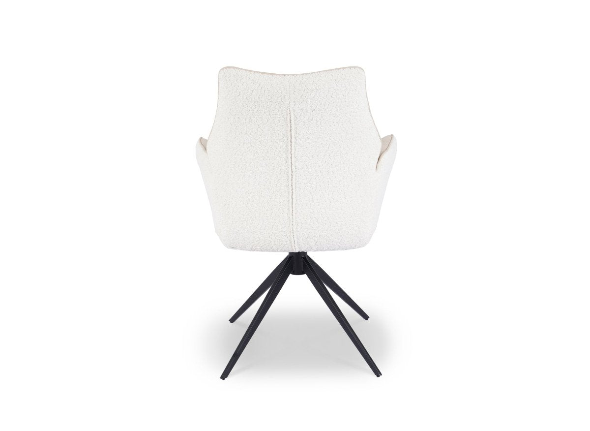 Chaise pivotante avec accoudoirs en velours et tissu bouclette beige ISALIE - DécoInParis