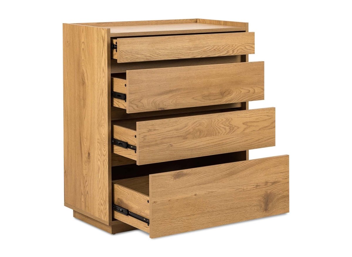 Commode 4 tiroirs en bois couleur chêne SACHA - DécoInParis