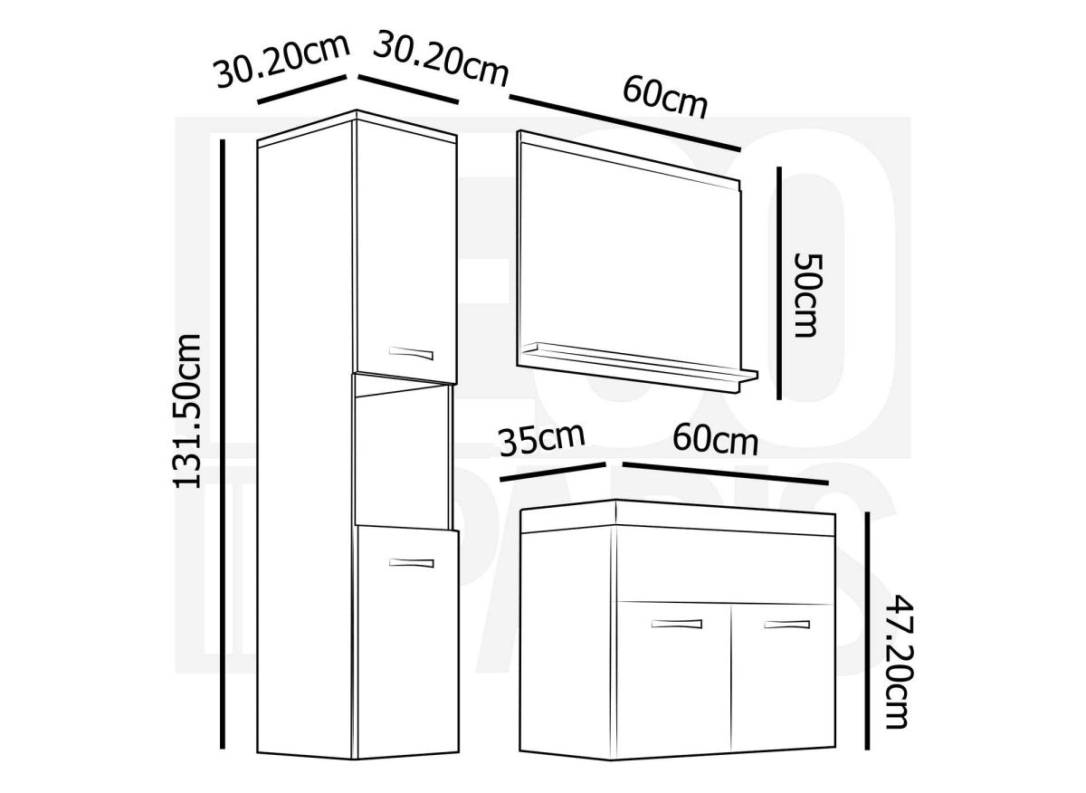 Ensemble meubles salle de bain suspendu - Bois et blanc HARMONY - DécoInParis