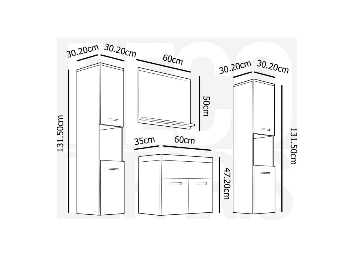 Ensemble meubles salle de bain suspendu XL - Bois et blanc HARMONY - DécoInParis