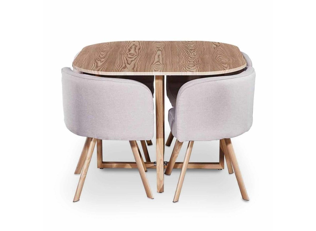 Ensemble table + 4 chaises encastrables beige FLEN - DécoInParis